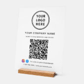 Zakelijke Logo QR Code Social Media Wit Acryl Bord (Hoek)