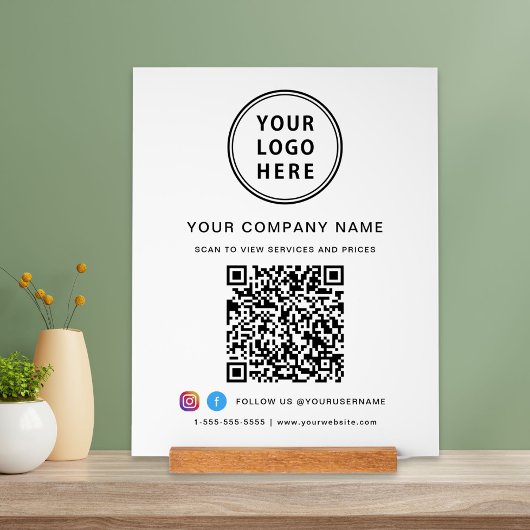 Zakelijke Logo QR Code Social Media Wit Acryl Bord