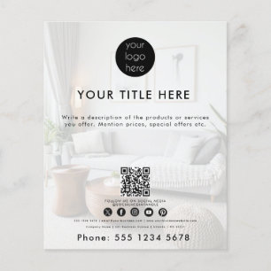 Zakelijke Logo QR-code Sociale media Faded foto Flyer