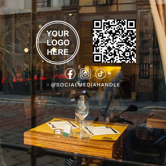 Zakelijke logo QR-code sociale media horizontaal Raamsticker