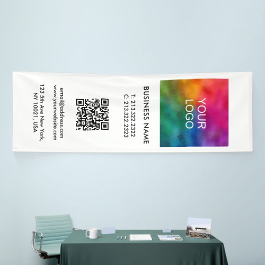Zakelijke Logo QR-code Verticaal Binnen Groot Spandoek (Beurs)