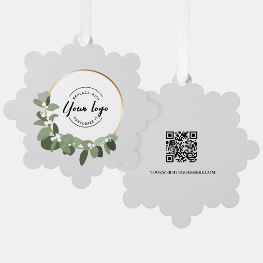 zakelijke logo QR code website Wreath Ornament Kaart (Voorkant / Achterkant)