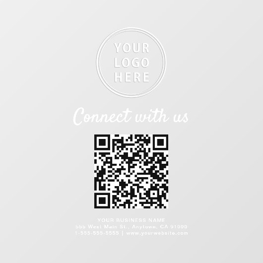 Zakelijke Logo QR-code Wit Verbind Ons Raamsticker (Vel)