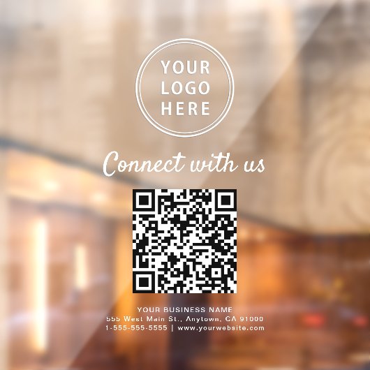 Zakelijke Logo QR-code Wit Verbind Ons Raamsticker (Vel 2)