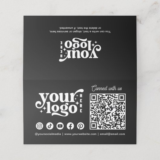 Zakelijke Logo QR Code Zwart Bedrijf Referral Punc Klantenkaartje (Buitenkant ongevouwen)