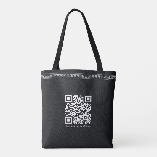Zakelijke Logo QR-code Zwart Grieks Sleutel Promot Tote Bag (Achterkant)