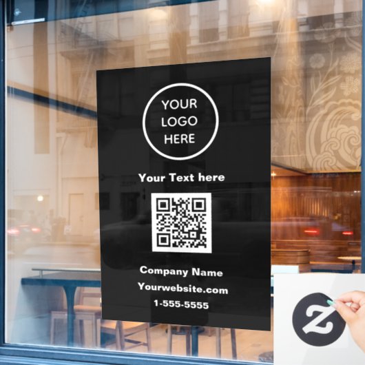 Zakelijke Logo QR-code zwart, moderne promotie Raamsticker (Cafe Raam)