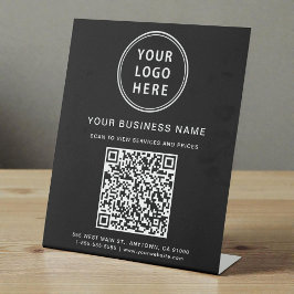 Zakelijke Logo QR Code Zwart Reclamebord Met Voetstuk