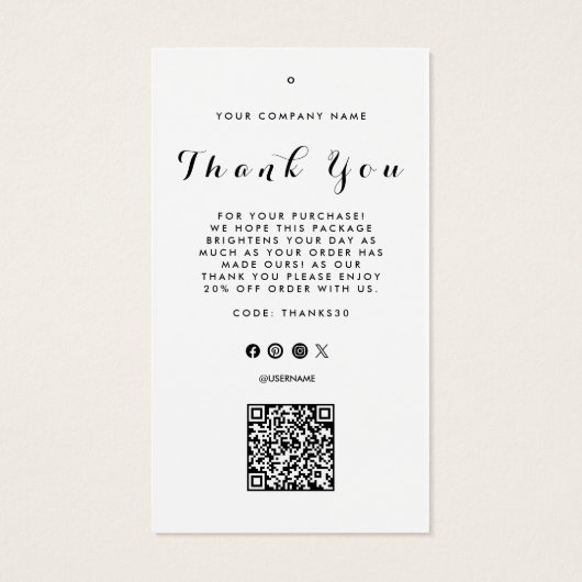 Zakelijke Logo QR-codelabel Hang Label Visitekaartje (Achterkant)