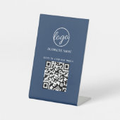 Zakelijke Logo QR-codereestuurafwijkmenu Navy blau Reclamebord Met Voetstuk (Voorkant)