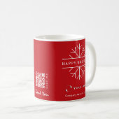 Zakelijke Logo QR Red Kerstmis Chic Snowflake Koffiemok (Voorkant rechts)