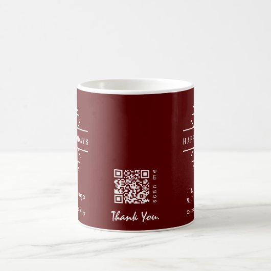 Zakelijke Logo QR Red Kerstmis Chic Snowflake Koffiemok (Center)