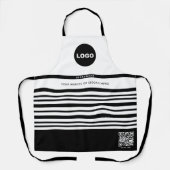 Zakelijke Logo QR Zwart Wit Strepen Werknemersnaam Schort (Voorkant)