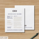 Zakelijke Logo-reclamebrochure Flyer<br><div class="desc">Een eenvoudige aangepaste marine blauw en goud business flyer sjabloon in een moderne minimalistische stijl die gemakkelijk kan worden bijgewerkt met uw bedrijf logo,  contactgegevens en aangepaste flyer tekst. Ideaal voor marketingproducten,  services,  promoties,  prijzen voor evenementen en meer. Perfect voor zakelijke professionals die hun merkaanwezigheid willen verbeteren.</div>