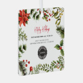 Zakelijke Logo Red Berries Medewerkers Kerst Metalen Ornament (Voorkant Rechts)