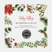 Zakelijke Logo Red Berries Medewerkers Kerst Metalen Ornament (Achterkant)