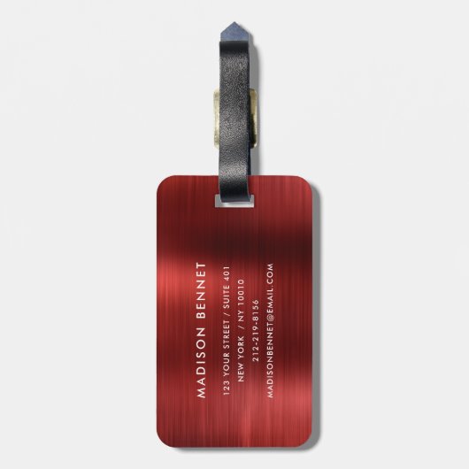 Zakelijke Logo Red Professionele Reizen Bagagelabel (Achterkant verticaal)