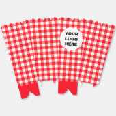 Zakelijke Logo Rood & Wit Gingham Plaid Bedankdoosjes (Ongevouwen)
