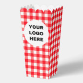 Zakelijke Logo Rood & Wit Gingham Plaid Bedankdoosjes (Voorkant)