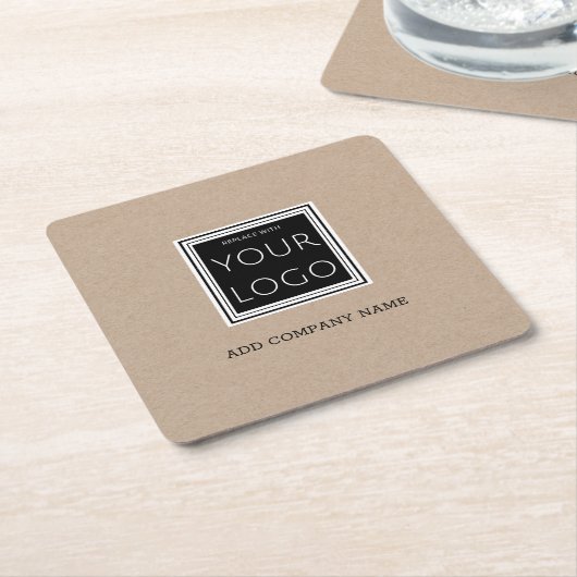 Zakelijke Logo - Rustic Kraft Kartonnen Onderzetters (Schuin)