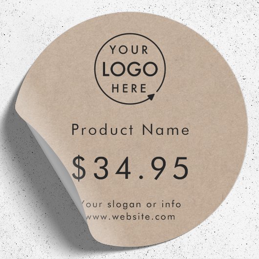 Zakelijke Logo | Rustic Kraft Prijs Label Sticker