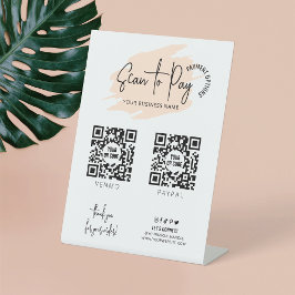 Zakelijke Logo Scan te betalen 2 QR Codes Cream Be Reclamebord Met Voetstuk