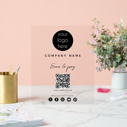 Zakelijke Logo scannen naar sociale media met QR-c Acryl Bord (Huwelijk)