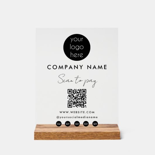 Zakelijke Logo scannen naar sociale media met QR-c Acryl Bord (Voorkant)