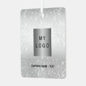 Zakelijke logo silver glitter classic metalen ornament (Voorkant links)