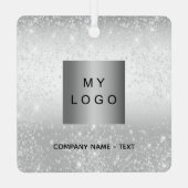 Zakelijke logo silver glitter classic metalen ornament (Achterkant)