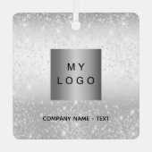 Zakelijke logo silver glitter classic metalen ornament (Voorkant)