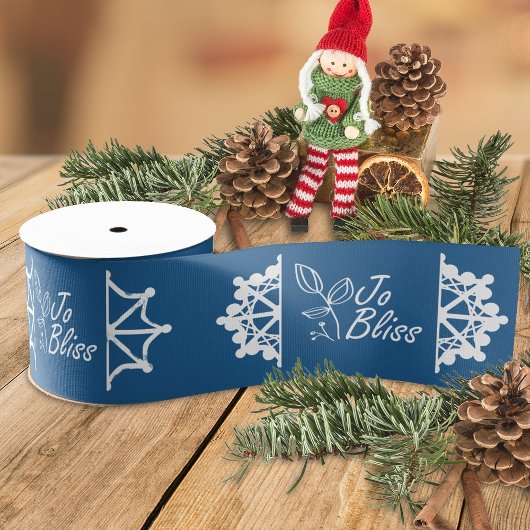 Zakelijke Logo & Sneeuwvlokken, Blue Branded Gift Grosgrain Lint