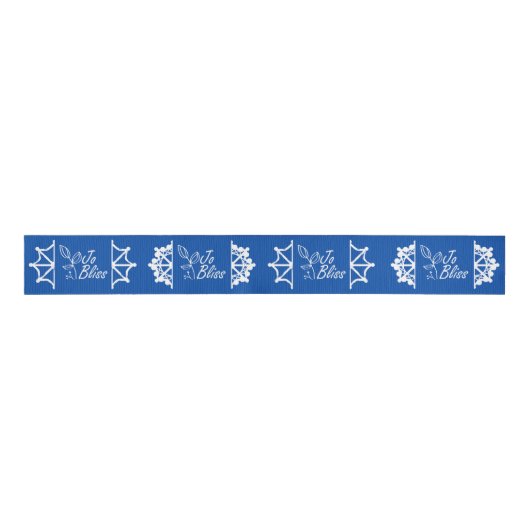Zakelijke Logo, Sneeuwvlokken Bright Blue Branded  Grosgrain Lint (Voorkant)