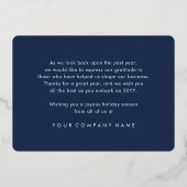 Zakelijke Logo Snowflake Ornaments Navy Blue & Rea Folie Feestdagenkaart (Achterkant)