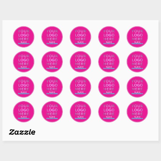 Zakelijke Logo & Social Media | Creëer Pink Ronde Sticker (Vel)