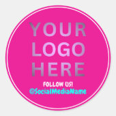 Zakelijke Logo & Social Media | Creëer Pink Ronde Sticker (Voorkant)