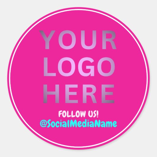 Zakelijke Logo & Social Media | Creëer Pink Ronde Sticker (Voorkant)