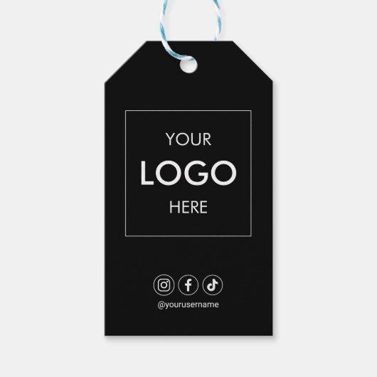 Zakelijke Logo Social Media Professioneel Zwart Cadeaulabel (Voorkant)
