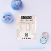 Zakelijke Logo Social Media QR Code Faded Foto Flyer (Enkel)