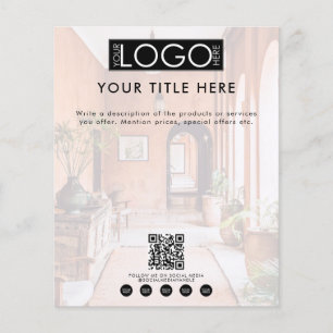 Zakelijke Logo Social Media QR Code Faded Foto Flyer