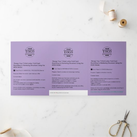 Zakelijke Logo & tekst Modern Trifold Brochure Drieluik Kaart (Buitenkant)