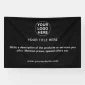Zakelijke Logo & Tekst Professioneel Zwart & Wit Spandoek (Horizontaal)