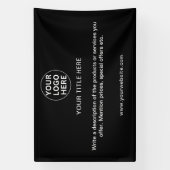 Zakelijke Logo & Tekst Professioneel Zwart & Wit Spandoek (Verticaal)