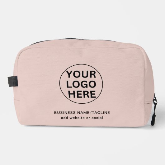 Zakelijke Logo & Tekst Promotie Blush Pink Merk Toilettasje (Voorkant)
