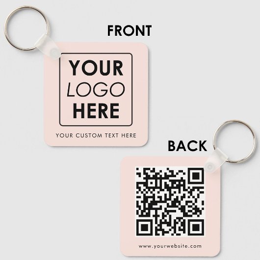 Zakelijke Logo Tekst QR Code Dubbelzijdig Blush Ro Sleutelhanger