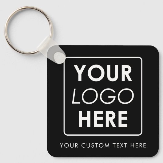 Zakelijke Logo Tekst QR Code Dubbelzijdig Zwart Sleutelhanger (Voorkant)