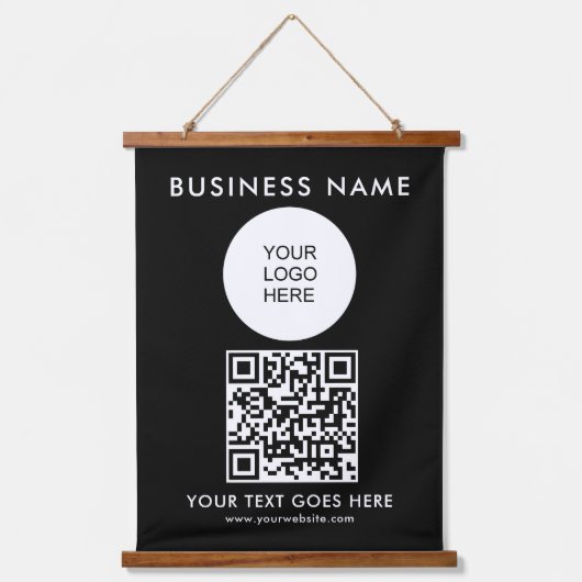 Zakelijke Logo Tekst Sjabloon Promotionele QR Code Hangend Wandkleed (Voorkant)