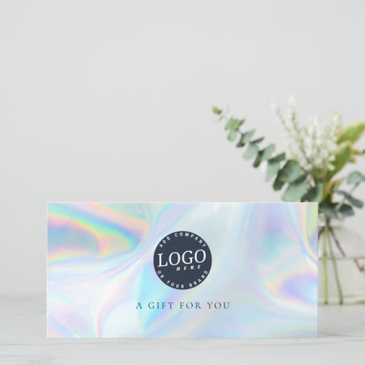 Zakelijke Logo Trendy Iridescent Cadeaubon (Staand voorkant)