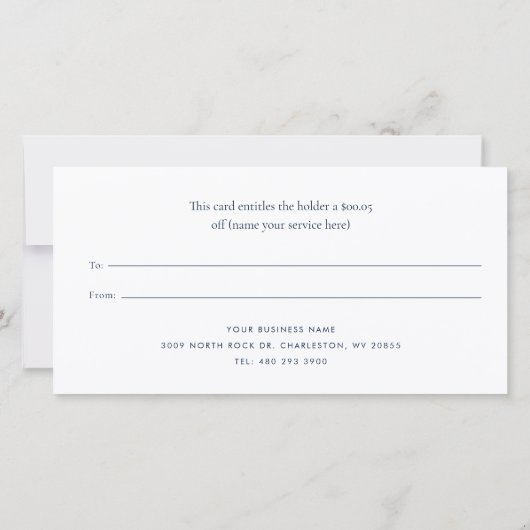 Zakelijke Logo Trendy Iridescent Cadeaubon (Achterkant)