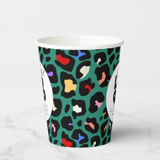 Zakelijke Logo Tropische Oerwoud Lopard Papierkopj Papieren Bekers (Links)